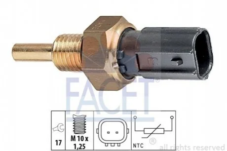 Датчик температури ACCORD 03-08/CIVIC 01-/CR-V 01- 1.4-2.4 (чорний) для FACET 7.3299 фото товару
