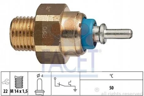 Датчик температури охолоджуваної рідини Mercedes Benz W124/201/T1/T2 M102/OM602/603 77-> для FACET 7.4070 фото товару