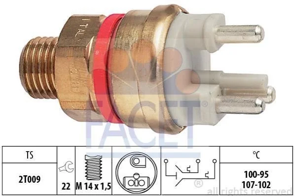 <strong>Датчик увімкнення вентилятора Mercedes Benz W124/201 M102/OM601 82-> FACET 7.5637 (фото 1)</strong>