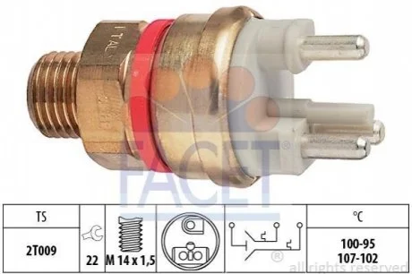 Датчик увімкнення вентилятора Mercedes Benz W124/201 M102/OM601 82-> для FACET 7.5637 фото товару