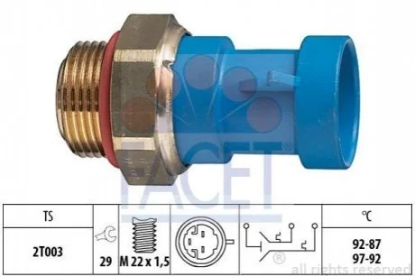 Датчик увімкнення вентилятора Citroen Jumper / Fiat Ducato / Peugeot Boxer 2.0-2.8 i/D/HDi/iDTD/TDI 9 для Fiat, Alfa Romeo, Peugeot, Citroen FACET 7.5643 фото товару