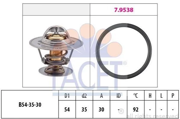<strong>Термостат Opel Omega A/Ascona B/Ford Scorpio/Volvo S60/S70/V70 2.0-3.0 i/D -98 (92 C) FACET 7.8279 (фото 1)</strong>