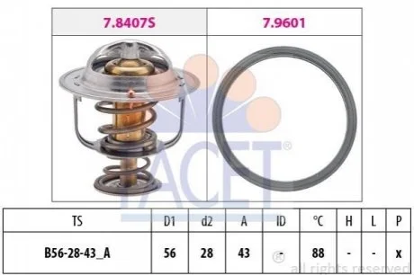 Термостат Mitsubishi Lancer 1.6 (03-08) для Nissan, Mitsubishi, Toyota FACET 7.8408 фото товару