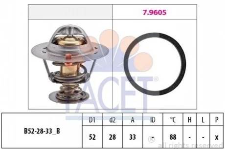 Термостат для Daihatsu, Ford, Citroen, Peugeot, Fiat FACET 7.8412 фото товару