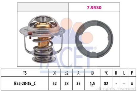Термостат (з прокладкою 82C) Honda Accord VIII, Civic VII, VIII, IX, Cr-V II, III, Jazz I, II (7.8493) Facet для FACET 78493 фото товару