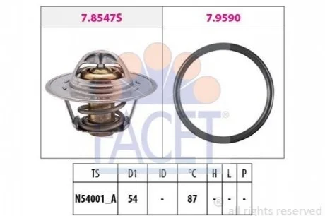 Термостат (з прокладкою 88C) VW Caddy III/Golf IV/T4/T5/Octavia/A4/A6 1.4-2.0 TDI 80- Facet для FACET 7.8547 фото товару