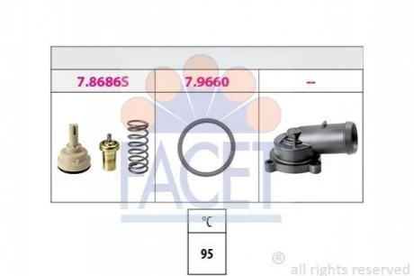 Термостат для Volkswagen, Seat, Skoda, Audi FACET 7.8686K фото товару
