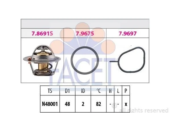 <strong>Термостат Ford Fiesta IV/Focus 1.4/1.6i 16V 97-12 (82 C) (jiggle-pin) FACET 7.8692 (фото 1)</strong>