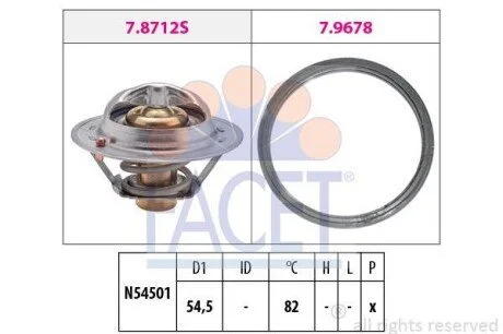 Термостат Renault Megane III (09-), Fluence (10-), Koleos (13-) 2.0 16V, 2.0 TCE для Hyundai, KIA FACET 78713 фото товару