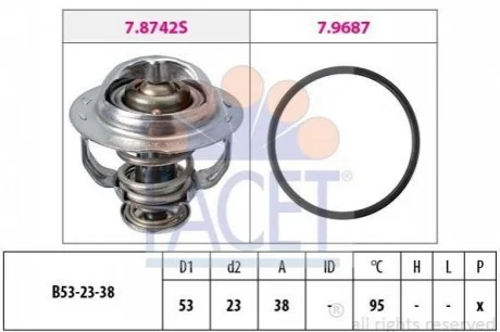 Термостат для Volkswagen, Audi, Skoda, Seat FACET 7.8742 фото товару