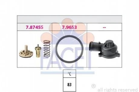 Термостат Skoda Roomster 1.6 (06-15) для Volkswagen, Seat, Audi, Skoda FACET 7.8745K фото товару