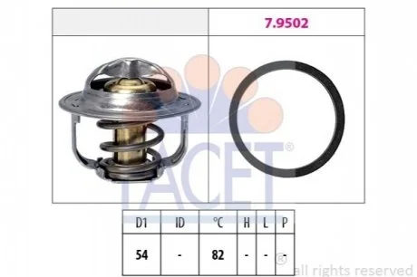 Термостат (з прокладкою) Opel Astra G/Insignia/Vectra B,C 2.0/2.2i 00- (82C) Facet для FACET 7.8800 фото товару