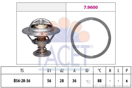 Термостат Subaru Forester III, IV (10-) 2.0i, 2.5i (7.8948) Facet для FACET 78948 фото товару