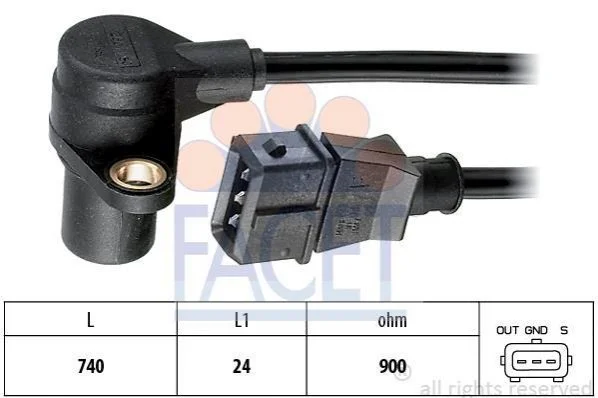 <strong>Датчик положення коленвала Audi A6/A8 / VW Passat 2.3-2.8 i 95-> FACET 9.0214 (фото 1)</strong>