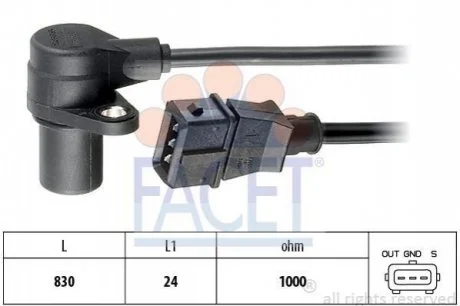 Датчик положення коленвала Opel Astra 2.0 Turbo 00-> для FACET 9.0296 фото товару