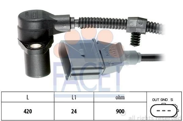 <strong>Датчик положення коленвала VW T4/T5 2.8-3.2 i 00-> FACET 9.0320 (фото 1)</strong>