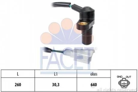 Датчик положення коленвала Peugeot 107 / Toyota Aygo 1.0/1.3i/1.4 Hdi 05-14 для Peugeot, Toyota, Citroen FACET 9.0465 фото товару