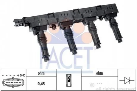 Котушка запалення ASTRA/CORSA 1.2/1.4 00- для Opel, Vauxhall, Renault, Suzuki FACET 9.6300 фото товару