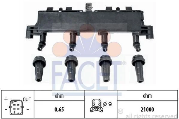 <strong>Котушка запалення BERLINGO/C2/C3 I/C3/P206/P307 1.1-1.6 93- FACET 9.6305 (фото 1)</strong>