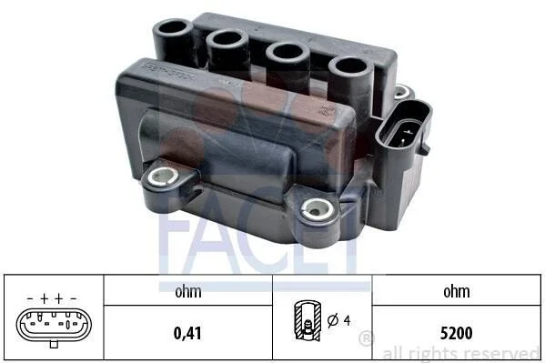 <strong>Котушка запалювання Renault Logan (05-), Clio (01-) 1.0i, 1.2 16V (9.6418) Facet FACET 96418 (фото 1)</strong>