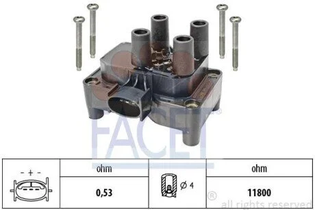 Катушка зажигания Ford Focus, Fiesta, Mondeo, Transit Connect (95-13) 1.3i-2.0i для FACET 96432 фото товара