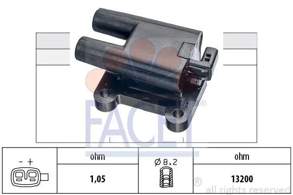 <strong>Котушка запалювання (на два цилиндра) Hyundai Getz 1.1i, SantaFe 2.7i/KIA Picanto 1.0i, 1.1i (9.6487) Facet FACET 96487 (фото 1)</strong>