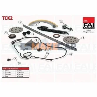 Комплект ланцюга ГРМ для Saab, Opel, Cadillac, Vauxhall FAI TCK2 фото товару