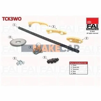 Комплект ланцюга ГРМ Opel Astra/Vectra 2.2 i 00- для Opel, Saab, Vauxhall, Chevrolet, Pontiac FAI TCK3WO фото товару