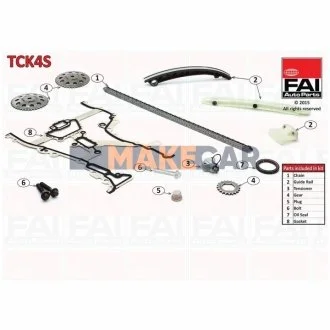 Ланцюг приводу ГРМ (к-кт) Combo/Corsa D 1.4 i (до №дв.19TR2328) 04- (шестерні, ущільнювачі) для FAI TCK4S фото товару