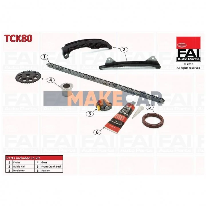 <strong>Ланцюг приводу ГРМ (к-кт) Citroen C1 /Peugeot 107/Yaris 1.0 i 05- (шестерні, сальник) FAI TCK80 (фото 1)</strong>
