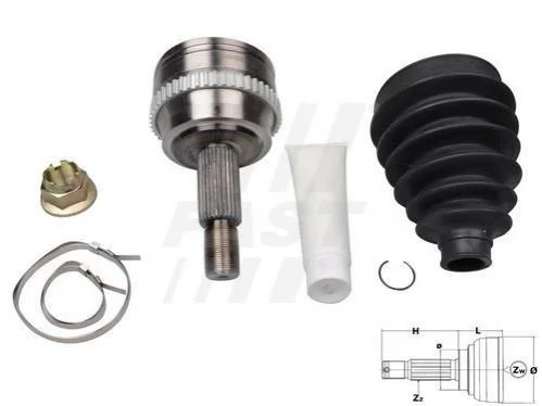 <strong>Шрус зовн. Opel Movano 2.5D/2.8DTI 98-01, Renault Master II 04.00- 1.9dTI/2.2dCi, 2.5D/2.8dTI A:28/F:36/O:65/X/ABS:51 FAST FT25092K (фото 1)</strong>