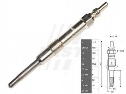 Свічка накалу 1.9jtd 8v 00- для FAST FT82733 фото товару