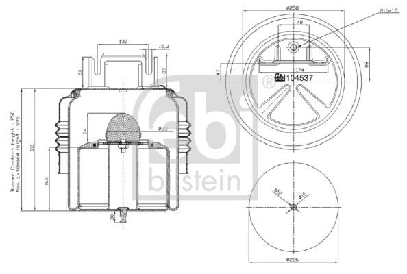<strong>Сильфон пневматичної підвіски FEBI BILSTEIN 104537 (фото 1)</strong>