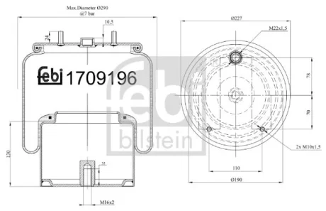 Подушка амортизуюча для FEBI BILSTEIN 170919 фото товару