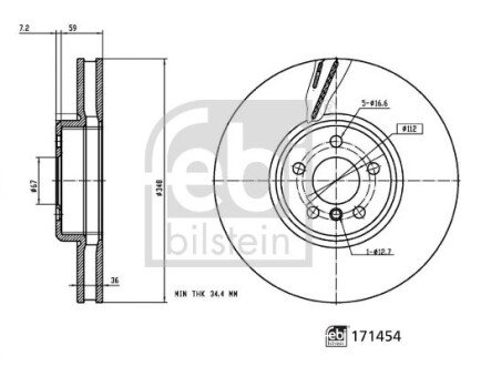 FEBI BMW Гальмівний диск передній лівий 3 (G20, G80, G28) 18-, X3 (G01, F97) sDrive 18 d 18-20 FEBI BILSTEIN 171454 фото товара