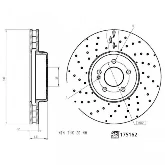 FEBI DB диск гальм. передній (342мм) W205/W213 для Mercedes FEBI BILSTEIN 175162 фото товара