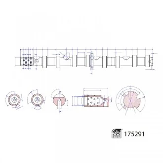 Вал розподільчий впускний VAG 2,0 TFSI (вир-во FEBI) для Seat, Audi, Volkswagen, Skoda FEBI BILSTEIN 175291 фото товару