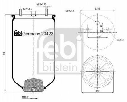 Пневмоподушка підвіски без поршня FEBI BILSTEIN 20422 фото товару