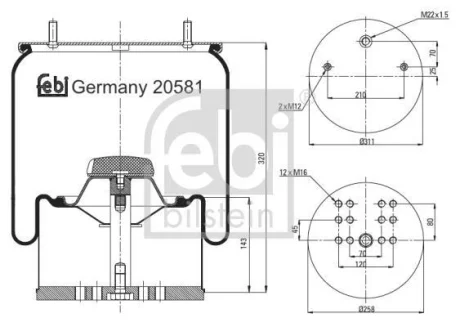 Подушка амортизуюча для FEBI BILSTEIN 20581 фото товару