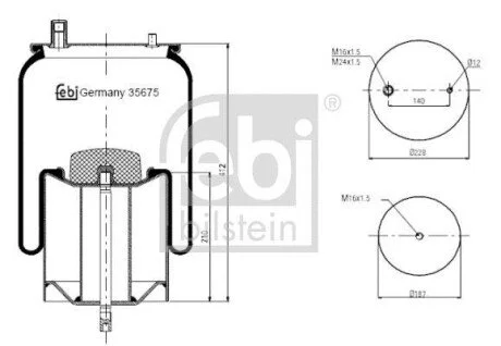 Сильфон пневматичної підвіски для FEBI BILSTEIN 35675 фото товару