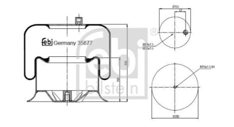 Балон подушки пневматичної підвіски FEBI BILSTEIN 35877 фото товару