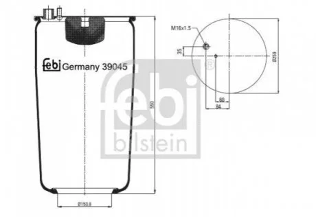 Пневмоподушка підвіски без поршня для FEBI BILSTEIN 39045 фото товару