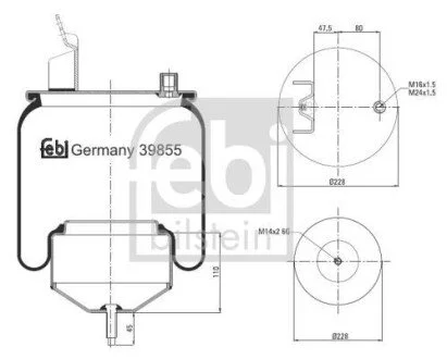 Сильфон пневматичної підвіски для FEBI BILSTEIN 39855 фото товару