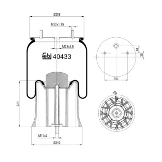Подушка амортизуюча 4022 N P07 (зі стаканом) для FEBI BILSTEIN 40433 фото товару