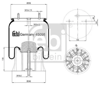 Подушка амортизуюча для FEBI BILSTEIN 45098 фото товару