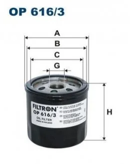 Фільтр масляний для FILTRON OP616/3 фото товару