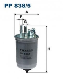 FORD Фильтр топливный диз. 1,8TDI Focus 98- (191*88*10/10) FILTRON PP838/5