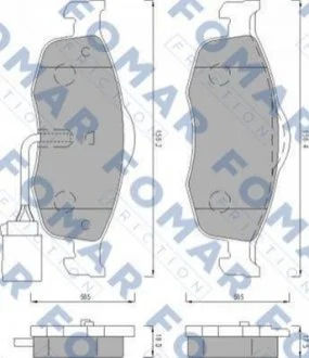 Колодки гальмівні дискові для Ford FOMAR FO 493081 фото товару