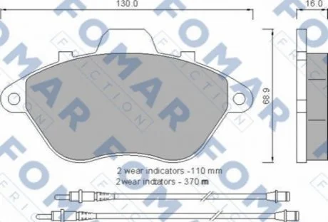 Колодки гальмівні дискові для Peugeot FOMAR FO 554581 фото товару
