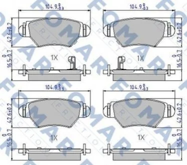 Колодки гальмівні дискові для Opel, Vauxhall FOMAR FO 668181 фото товару
